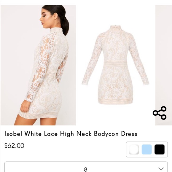 isobel white lace high neck bodycon dress